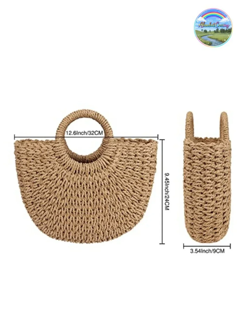 Handwoven Straw Tote Bag Summer Beach Purse
